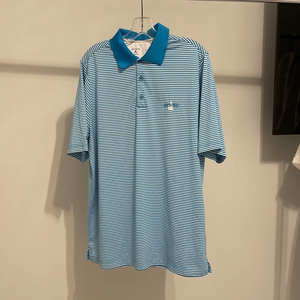 Antigua Golf Shirt Blue and White size Large Logo'd‎ Arrowhead preowned